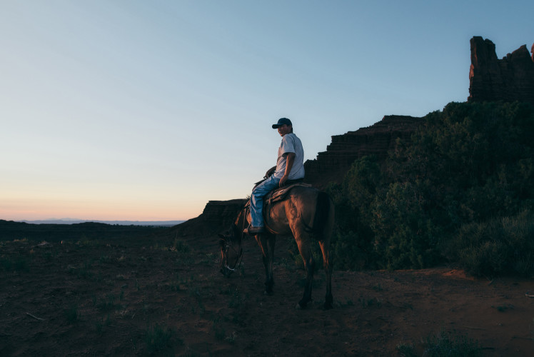 Horse and rider sunset